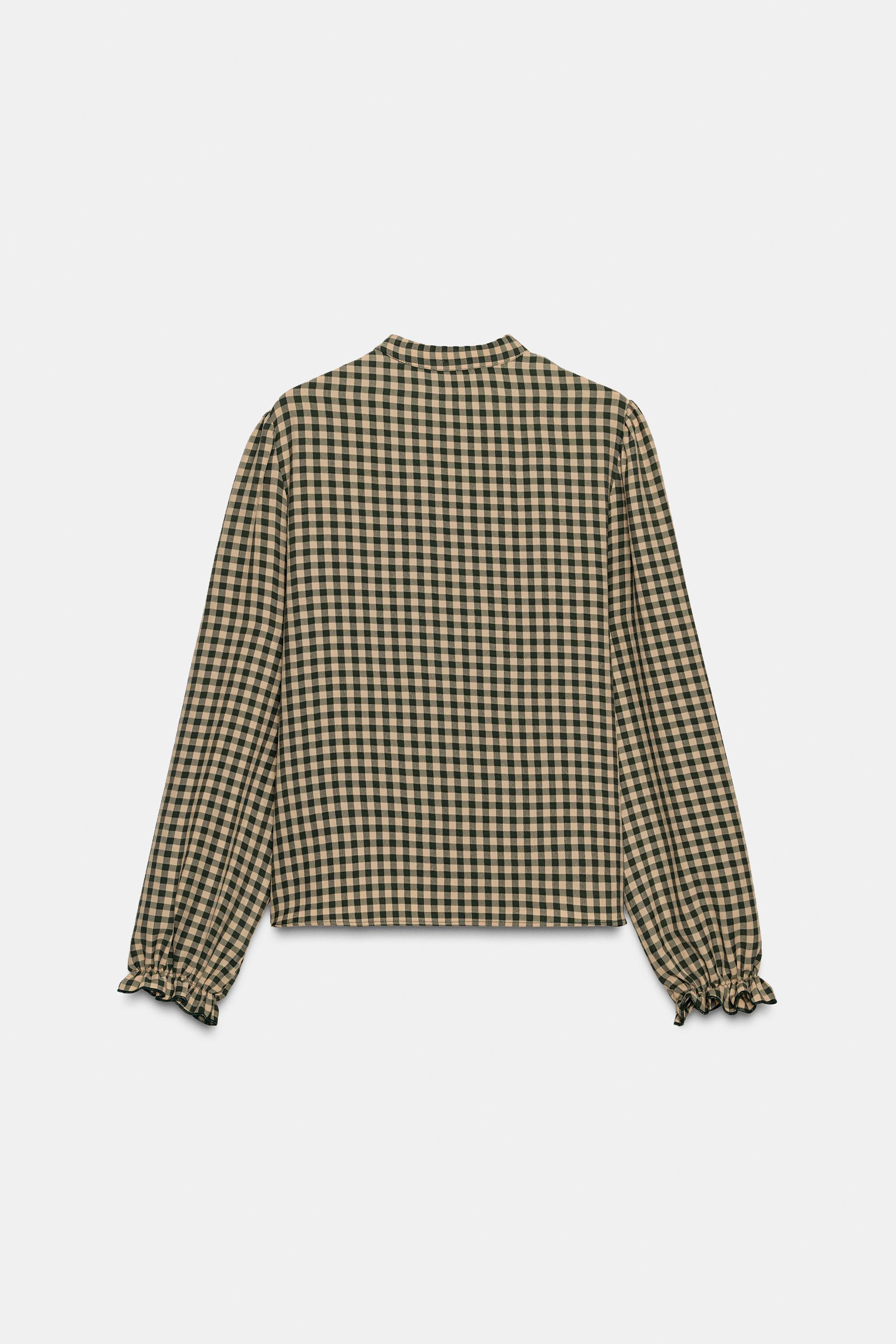 RUFFLED GINGHAM BLOUSE